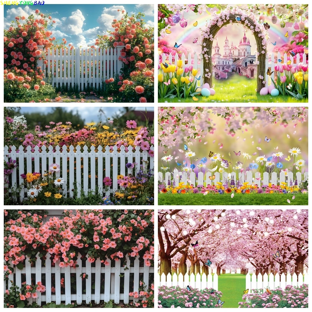 Spring Garden Flower Photography Backdrop Easter Green Grass Floral Fence Bridal Shower Wedding Birthday Party Background Studio
Spring Garden Flower Photography Backdrop Easter Green Grass Floral Fence Bridal Shower Wedding Birthday Party Background Studio