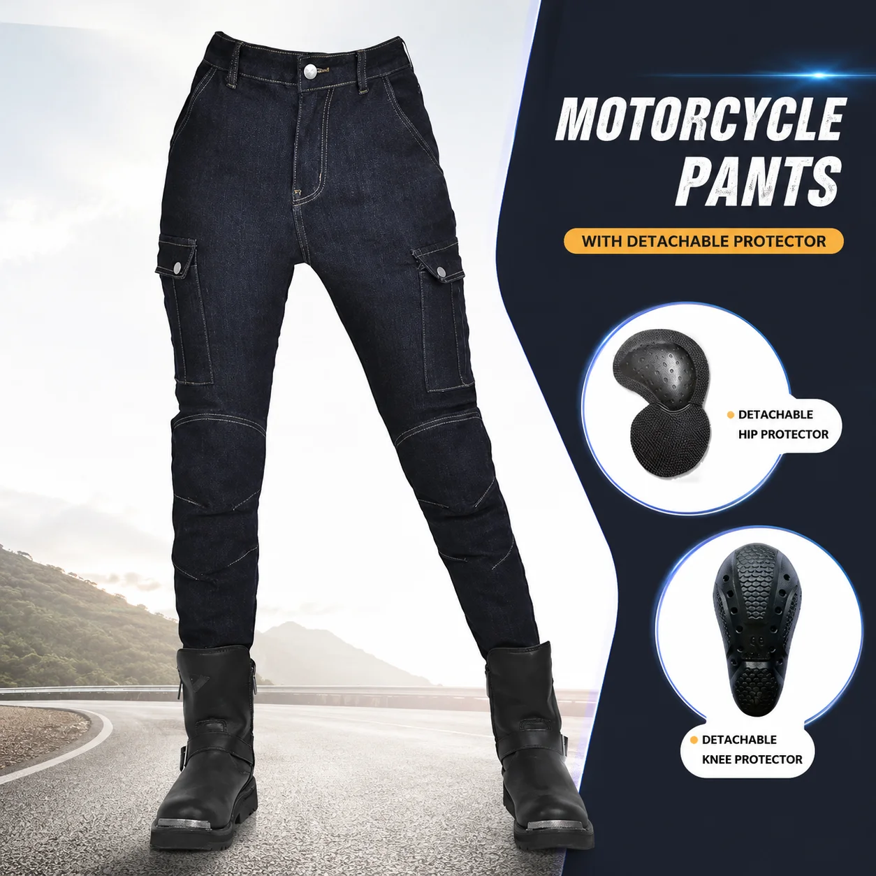 Women’s CE Protective Motorcycle Jeans, Retro Slim Fit Stretch Biker Riding Pants, Anti-Fall Casual Moto Trousers
Women’s CE Protective Motorcycle Jeans, Retro Slim Fit Stretch Biker Riding Pants, Anti-Fall Casual Moto Trousers