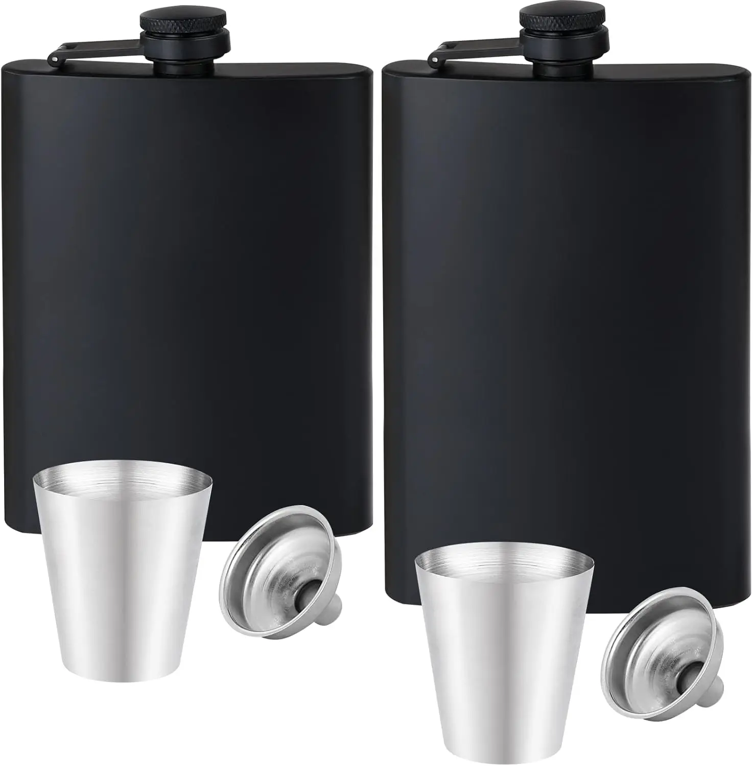 12oz+8oz Stainless Steel Hip Flask Set with Funnel and Cups, Leakproof Cap for Liquor, Wedding Party Gift
12oz+8oz Stainless Steel Hip Flask Set with Funnel and Cups, Leakproof Cap for Liquor, Wedding Party Gift