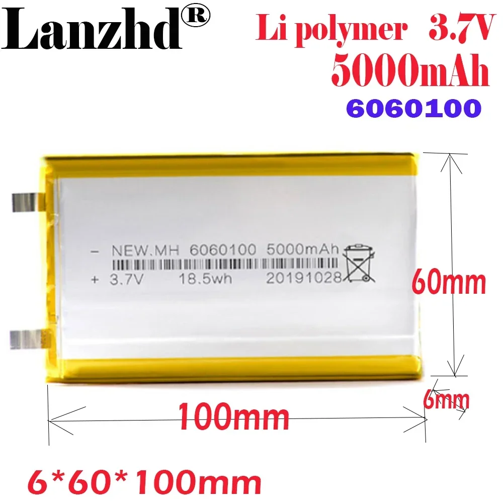 1-10pcs Li Po Polymer 3.7V 5000mAh 6060100 Lithium Battery For GPS DVD E-book tablet pc laptop power bank video game Spare
1-10pcs Li Po Polymer 3.7V 5000mAh 6060100 Lithium Battery For GPS DVD E-book tablet pc laptop power bank video game Spare