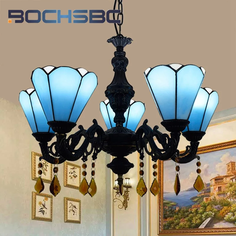 BOCHSBC Тиффани стиль витраж Синий Средиземноморский 5 головок Хрустальная Подвесная лампа Гостиная Столовая Спальня Коридор Декор
BOCHSBC Тиффани стиль витраж Синий Средиземноморский 5 головок Хрустальная Подвесная лампа Гостиная Столовая Спальня Коридор Декор