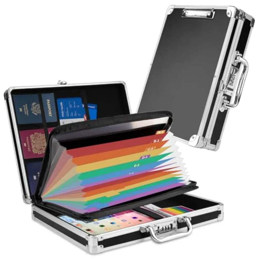 Clipboard with Storage Combination Lock Briefcase with Accordion File Folder Heavy Duty Metal Document Box Organizer, Storage C
Clipboard with Storage Combination Lock Briefcase with Accordion File Folder Heavy Duty Metal Document Box Organizer, Storage C