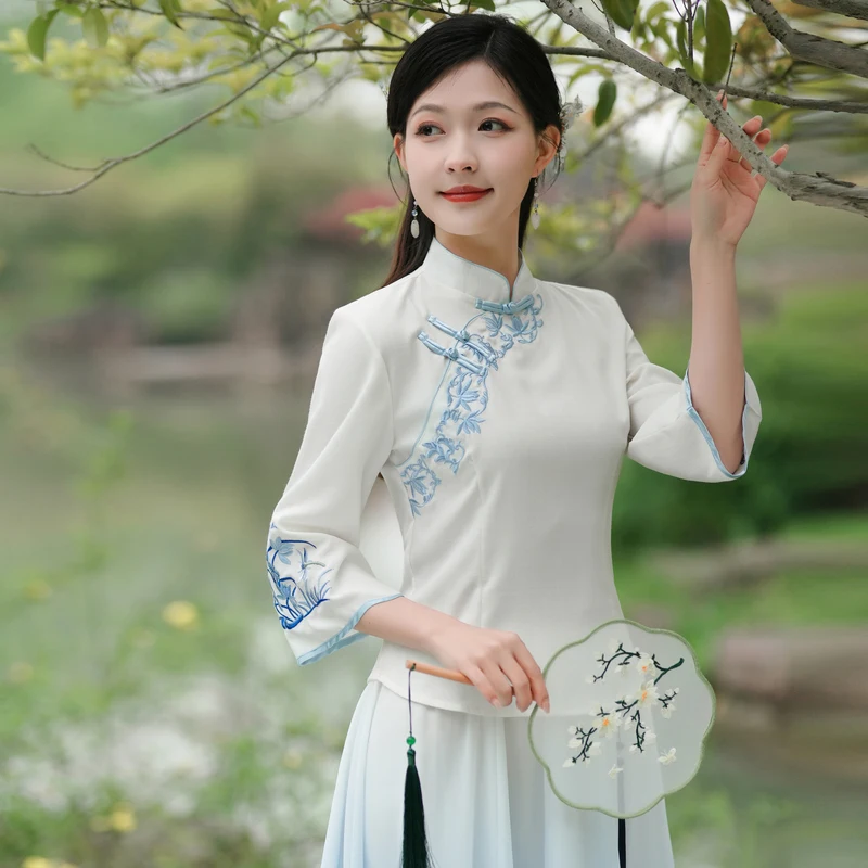 New Arrival Embroidered Asymmetrical Sleeve Seven-Quarter Length Top with Chiffon Skirt Best Friend Matching Set Women's Clot...
New Arrival Embroidered Asymmetrical Sleeve Seven-Quarter Length Top with Chiffon Skirt Best Friend Matching Set Women's Clot...