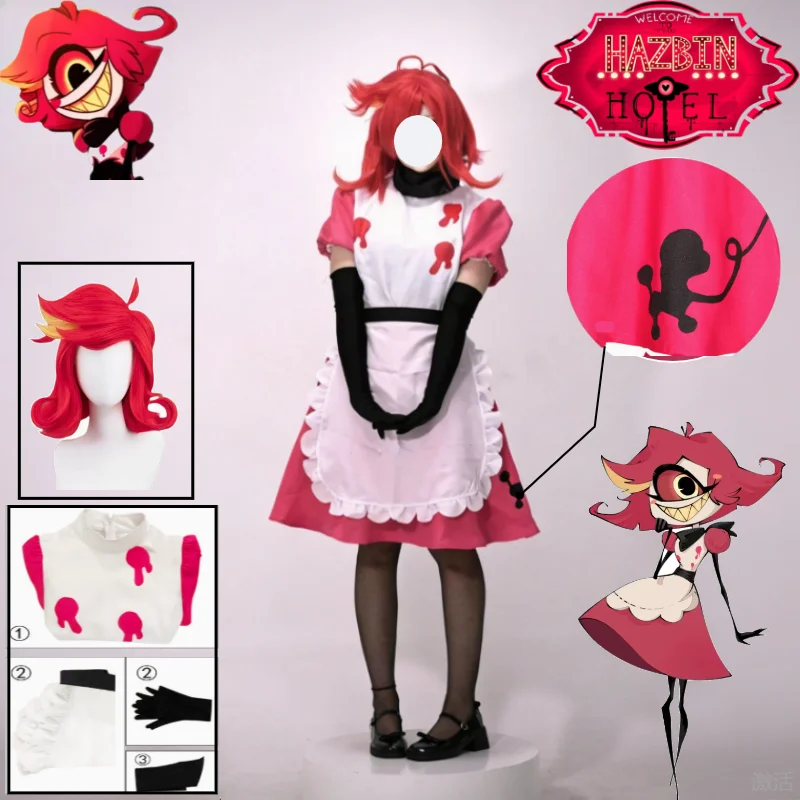 Hazbin Hote Niffty Cosplay Costume Pink Maid Costume Wig Set Halloween Party Niffty Role Paly Hazbin Hote Niffty Dress for Women
Hazbin Hote Niffty Cosplay Costume Pink Maid Costume Wig Set Halloween Party Niffty Role Paly Hazbin Hote Niffty Dress for Women
