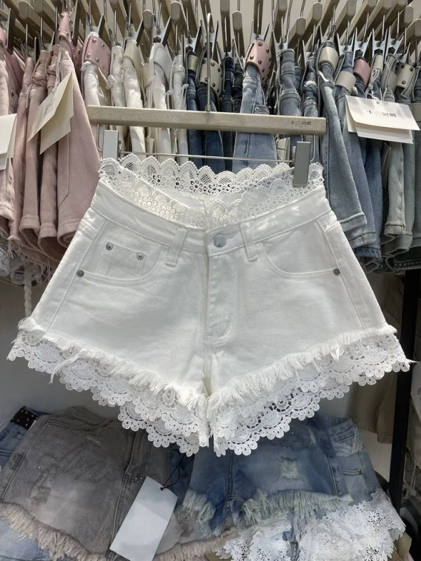 High Waist White Denim Shorts Women's Summer New Style Lace Splicing Thin Hot Pants Korean Style Commute Hollow out Stitching
High Waist White Denim Shorts Women's Summer New Style Lace Splicing Thin Hot Pants Korean Style Commute Hollow out Stitching
