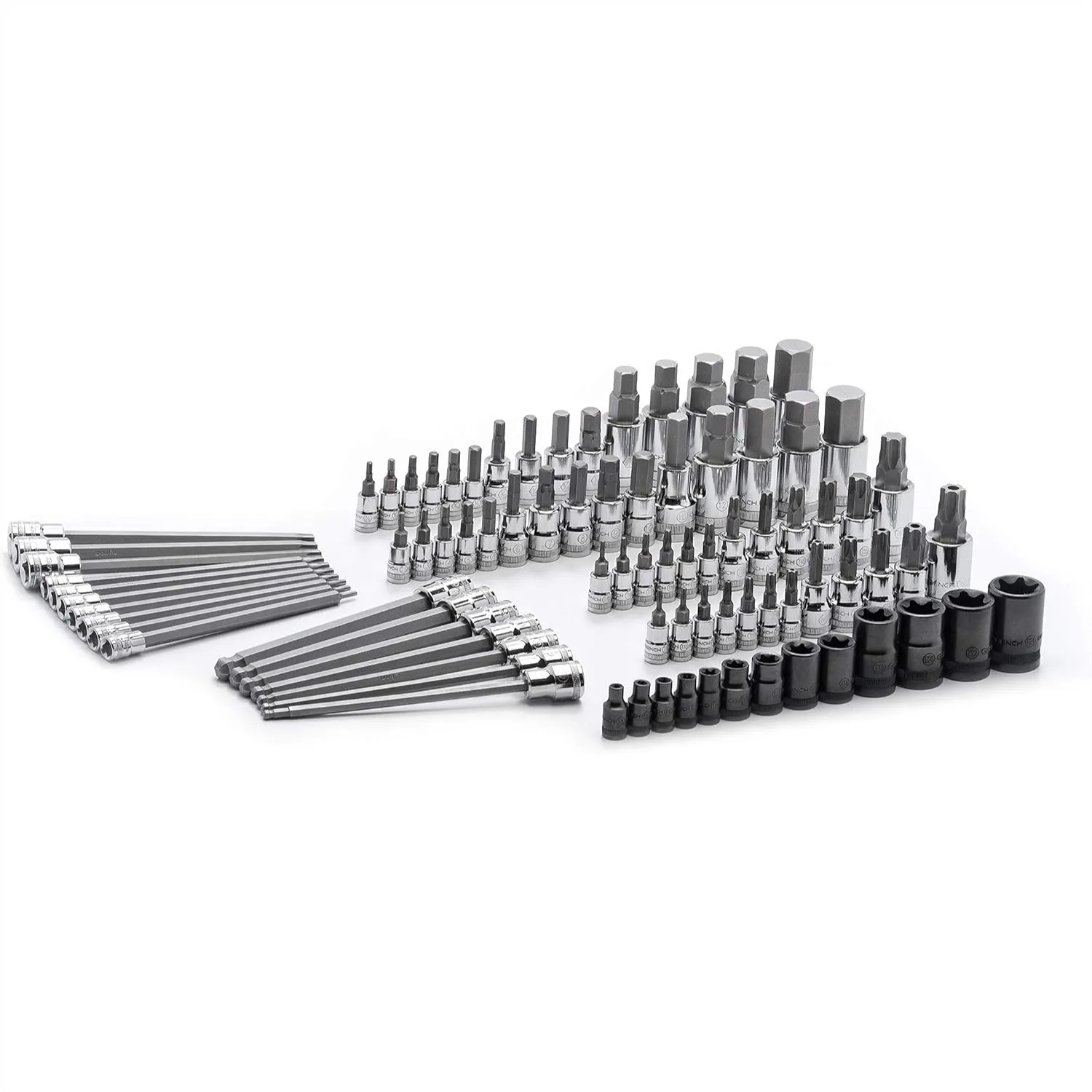 84 Pc Master Hex and Torx Bit Socket Set with Hard-Stamped Markings for Easy Size ID
84 Pc Master Hex and Torx Bit Socket Set with Hard-Stamped Markings for Easy Size ID