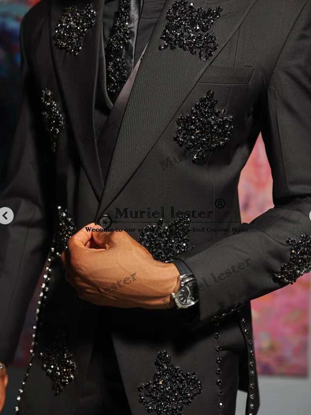 Man Single Breasted Suits For Wedding Customized Diamond Beads Stones Prom Blazers Slim Fit Dinner Party Groom Tuxedo Customized
Man Single Breasted Suits For Wedding Customized Diamond Beads Stones Prom Blazers Slim Fit Dinner Party Groom Tuxedo Customized