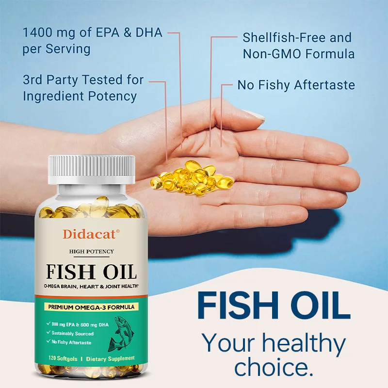 Premium Omega 3 Fish Oil Softgles, with 800 Mg EPA & 600 Mg Fish Oil Supplement, Support for Brain, Joint & Skin Health, NON-GMO
Premium Omega 3 Fish Oil Softgles, with 800 Mg EPA & 600 Mg Fish Oil Supplement, Support for Brain, Joint & Skin Health, NON-GMO