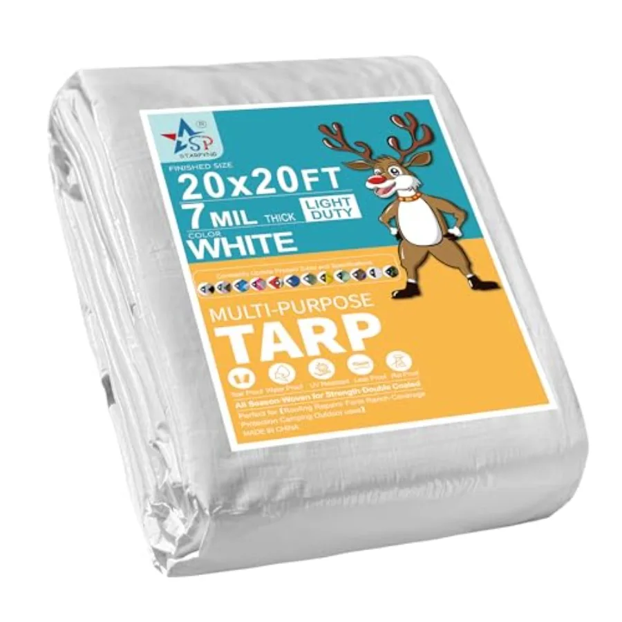 -7 Mil White 20x20 Feet Tarp-Multifunctional White Waterproof Tarpaulin-Waterproof UV Resistant Rip and Tear Resistant Poly Tar
-7 Mil White 20x20 Feet Tarp-Multifunctional White Waterproof Tarpaulin-Waterproof UV Resistant Rip and Tear Resistant Poly Tar