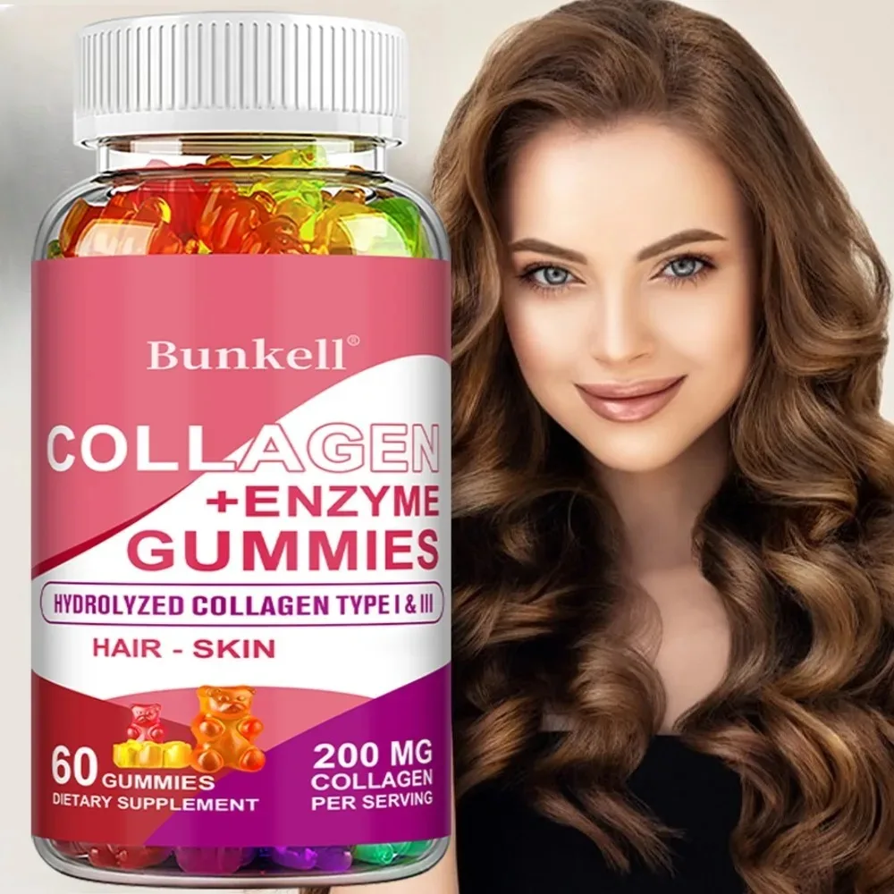 Collagen Enzyme Gummies Hydrolyzed Collagen Type I & III for Hair, Skin, Nails & Joints Health for Women & Men
Collagen Enzyme Gummies Hydrolyzed Collagen Type I & III for Hair, Skin, Nails & Joints Health for Women & Men