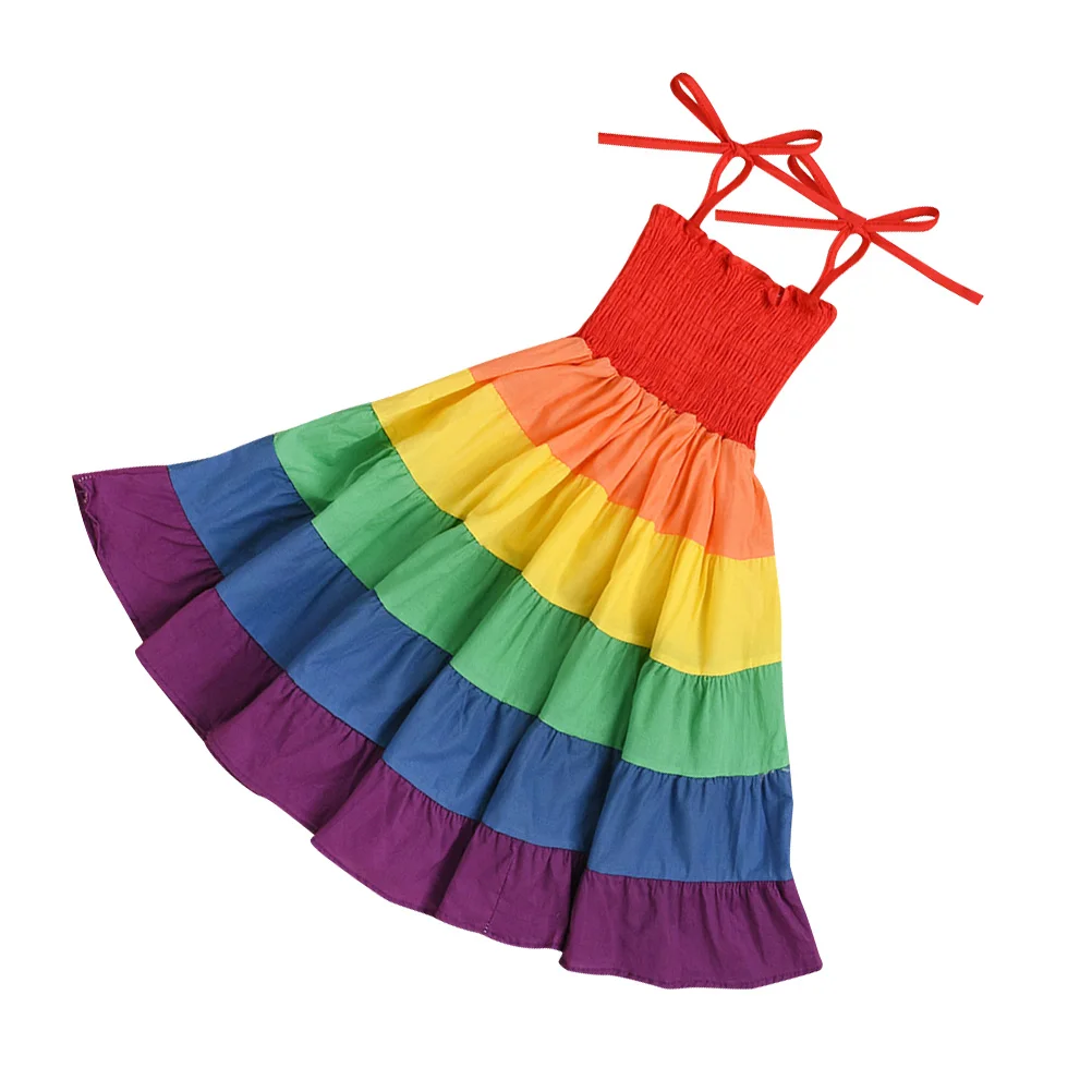 Princess Dress Rainbow Colorblock Skirt Strapless Sleeveless Beach Party Performance Costume Girls Daily Dresses
Princess Dress Rainbow Colorblock Skirt Strapless Sleeveless Beach Party Performance Costume Girls Daily Dresses