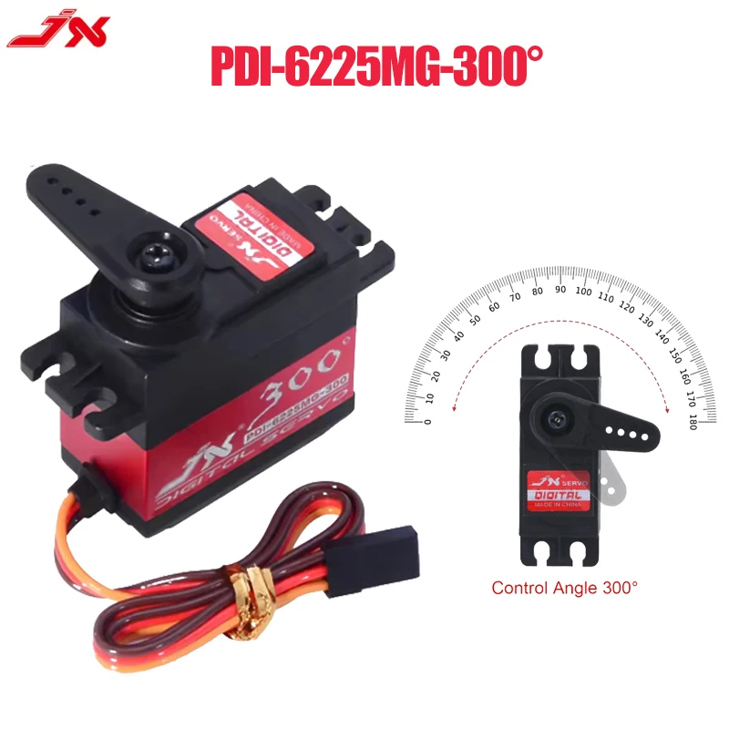 JX PDI-6225MG-300° 300 Degree 62g 25kg 4.8-6V 0.21Sec High Precision Metal Gear Digital Servo for RC Cars Robot Arm Aircraft
JX PDI-6225MG-300° 300 Degree 62g 25kg 4.8-6V 0.21Sec High Precision Metal Gear Digital Servo for RC Cars Robot Arm Aircraft
