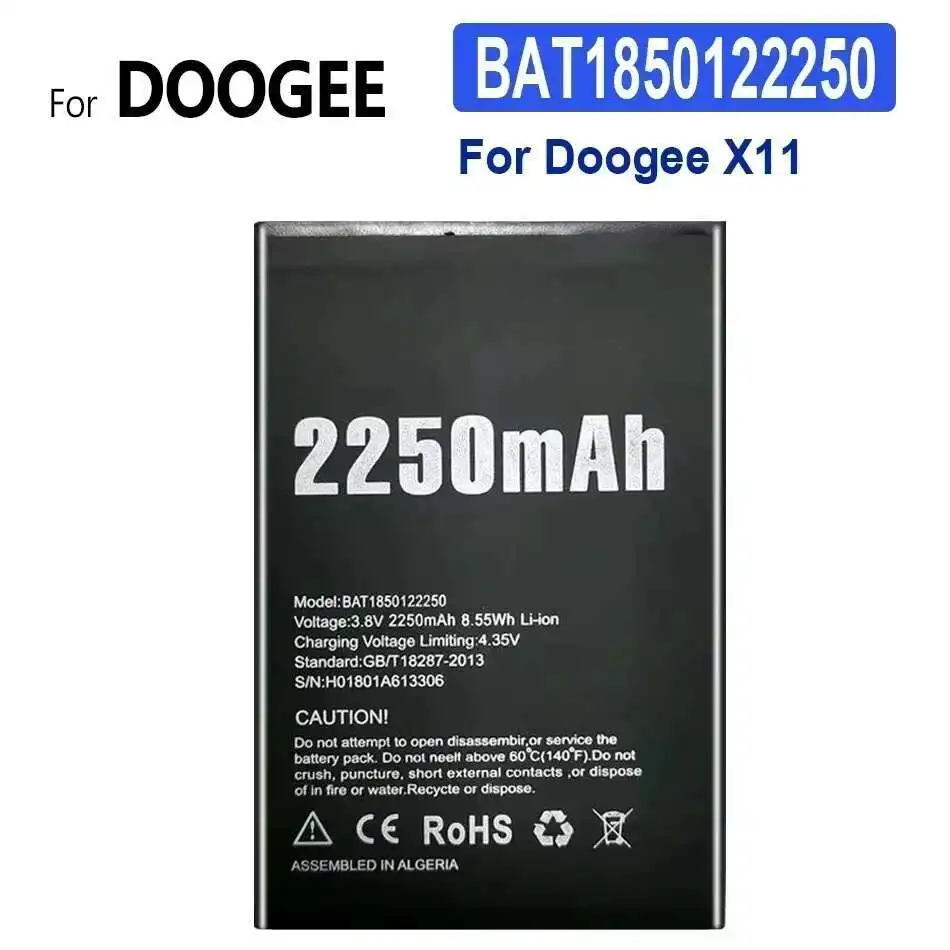 Для Doogee X11 2250 мАч долговечный аккумулятор для мобильного телефона BAT1850122250
Для Doogee X11 2250 мАч долговечный аккумулятор для мобильного телефона BAT1850122250