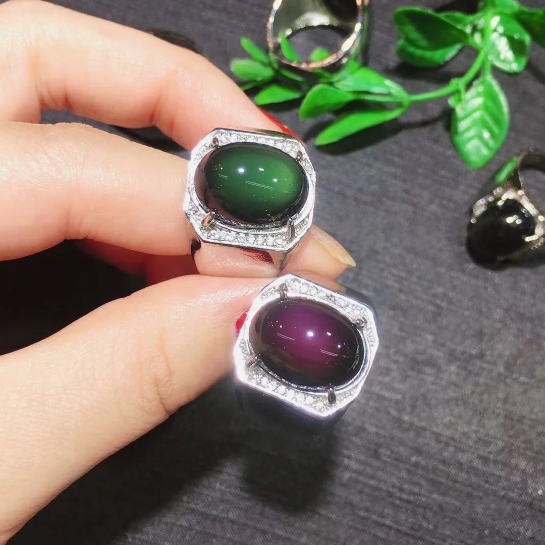 1 Pc Fengbaowu Natural Rainbow Obsidian Ring Oval Cabochon 925 Sterling Silver Crystal Reiki Healing Stone Jewelry Gift For Men
1 Pc Fengbaowu Natural Rainbow Obsidian Ring Oval Cabochon 925 Sterling Silver Crystal Reiki Healing Stone Jewelry Gift For Men