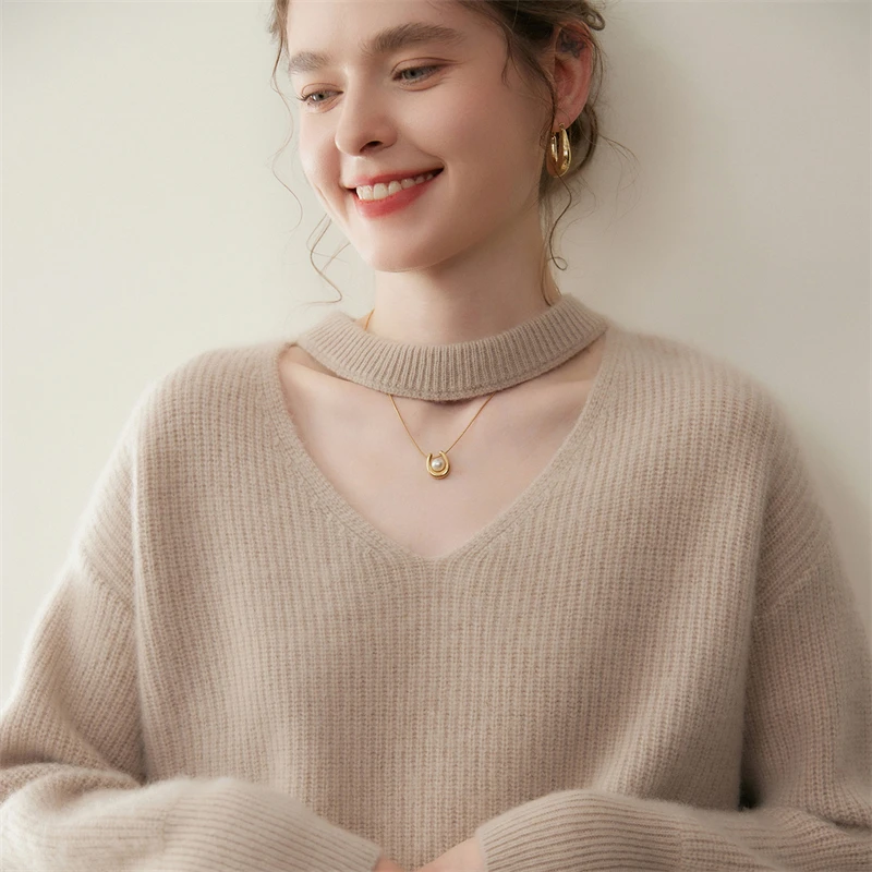 Trend Women's Sweater Pullover 100% Cashmere Autumn Winter Sweater Warm Clothes Hanging V-neck Long Sleeve Knitwear Sexy Office
Trend Women's Sweater Pullover 100% Cashmere Autumn Winter Sweater Warm Clothes Hanging V-neck Long Sleeve Knitwear Sexy Office