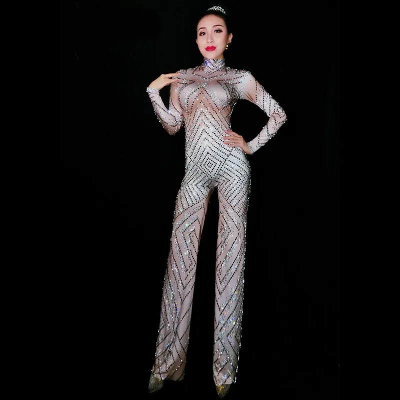 Silver Full Rhinestones Jumpsuit Women Celebrity Singer Concert Stage Performance Tight Romper Birthday Party Bar Costume
Silver Full Rhinestones Jumpsuit Women Celebrity Singer Concert Stage Performance Tight Romper Birthday Party Bar Costume