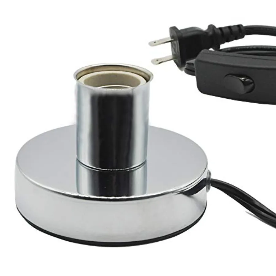 Metal Table Lamp Base, Standard E26 E27 Socket for Incandescent LED CFL Halogen Light Bulb, with in-line ON/OFF Switch, Holding
Metal Table Lamp Base, Standard E26 E27 Socket for Incandescent LED CFL Halogen Light Bulb, with in-line ON/OFF Switch, Holding