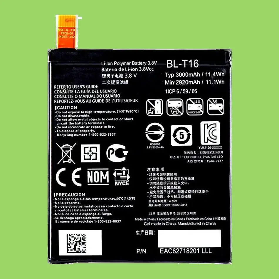 BL-T16 Аккумулятор для мобильного телефона большой емкости 3000 мАч для LG G Flex 2 VU 4 Vu4 H950 H955 H959 BL T16
BL-T16 Аккумулятор для мобильного телефона большой емкости 3000 мАч для LG G Flex 2 VU 4 Vu4 H950 H955 H959 BL T16
