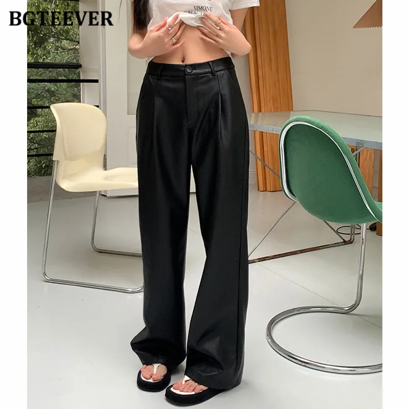 BGTEEVER Chic Loose Female PU Leather Trousers Spring High Waist Pockets Wide Leg Long Pants Female
BGTEEVER Chic Loose Female PU Leather Trousers Spring High Waist Pockets Wide Leg Long Pants Female