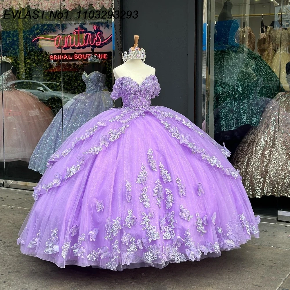 EVLAST Customized Sparkly Purple Quinceanera Dress Ball Gown Lace Applique Beading Bow Tiered Sweet 16 Vestido De 15 Anos E1Q236
EVLAST Customized Sparkly Purple Quinceanera Dress Ball Gown Lace Applique Beading Bow Tiered Sweet 16 Vestido De 15 Anos E1Q236