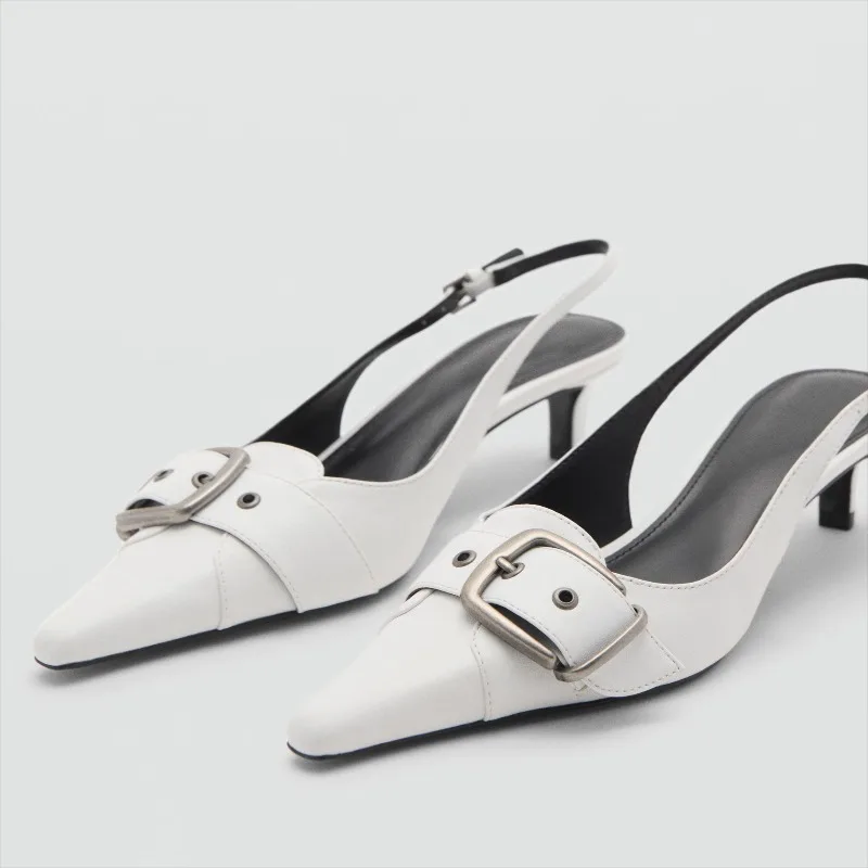 Luxury Designer Metal Belt Buckle High Heels Woman Fashion Pointed Toe Kitten Heel Mules Elegant Back Strap Women's Pumps
Luxury Designer Metal Belt Buckle High Heels Woman Fashion Pointed Toe Kitten Heel Mules Elegant Back Strap Women's Pumps