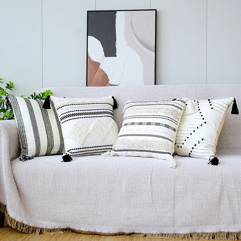 Jacquard Stripe Sofa Pillow Cover Bedside Geometric Hemp Thread Crochet Throw Pillowcase Home Living Room Decorative Pillowcase
Jacquard Stripe Sofa Pillow Cover Bedside Geometric Hemp Thread Crochet Throw Pillowcase Home Living Room Decorative Pillowcase