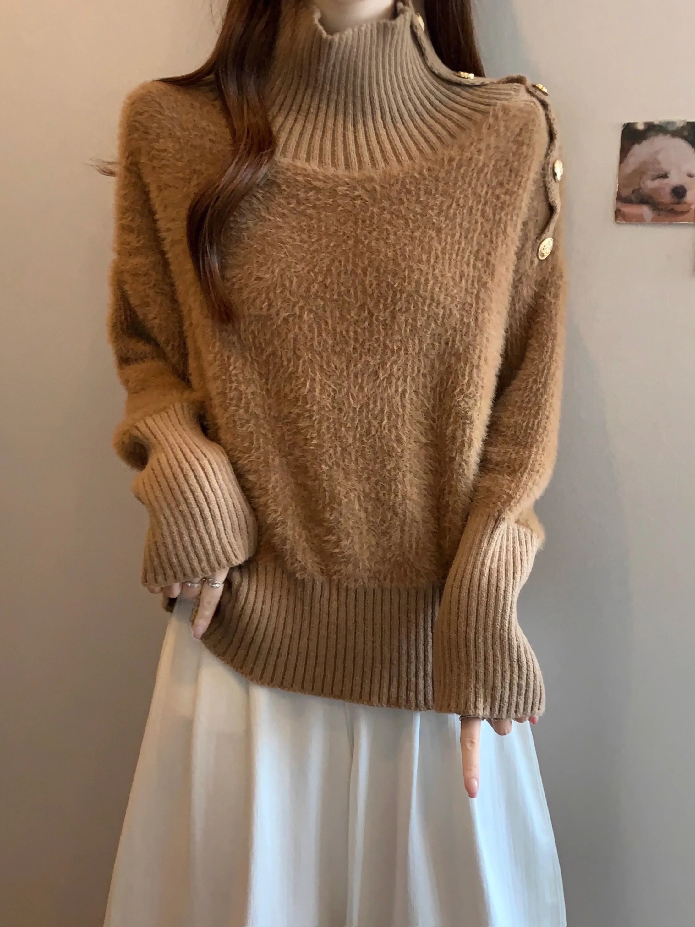 Soft Cozy High Ne Long Sve Women's Knitwear Coffee Color Autumn Winter plus Size Slimming Top Casual Comfortable Faion
Soft Cozy High Ne Long Sve Women's Knitwear Coffee Color Autumn Winter plus Size Slimming Top Casual Comfortable Faion
