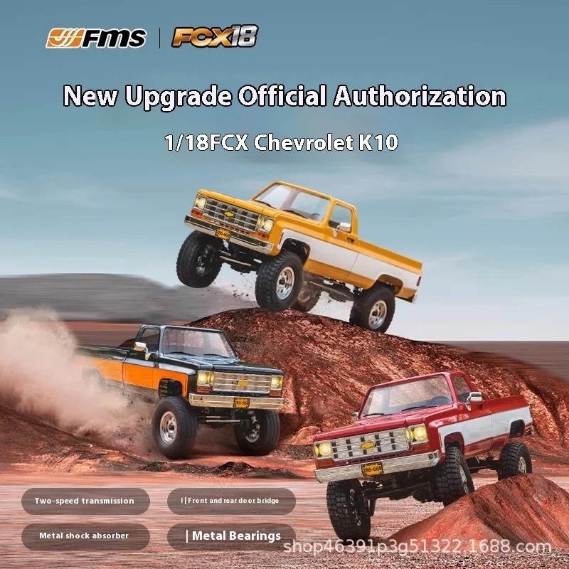 FCX18 1:18 Scale Remote Control RC Car for Chevrolet FMS K10 Pickup Four-Wheel Drive Simulation Climbing Toy Model Vehicle
FCX18 1:18 Scale Remote Control RC Car for Chevrolet FMS K10 Pickup Four-Wheel Drive Simulation Climbing Toy Model Vehicle