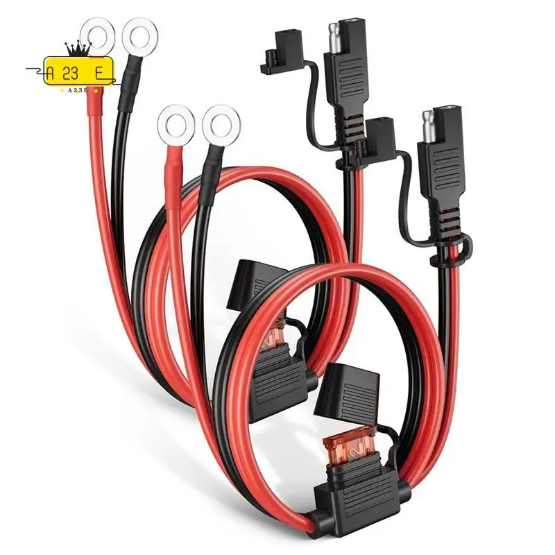 A23E-2Pack 1.98FT SAE Battery Cable With 10A Inline Fuse, 16AWG Quick Disconnect SAE To O-Ring Terminal Harness
A23E-2Pack 1.98FT SAE Battery Cable With 10A Inline Fuse, 16AWG Quick Disconnect SAE To O-Ring Terminal Harness