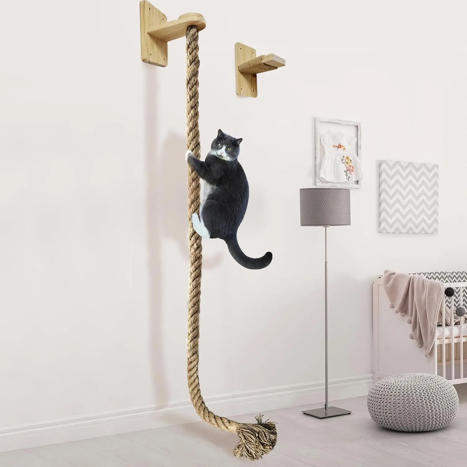 Cat Scratching Posts Wall-Mounted Cat Tree with Climbing Rope, Large Ladder, and Resting Platform - Promotes Healthy Habits and
Cat Scratching Posts Wall-Mounted Cat Tree with Climbing Rope, Large Ladder, and Resting Platform - Promotes Healthy Habits and