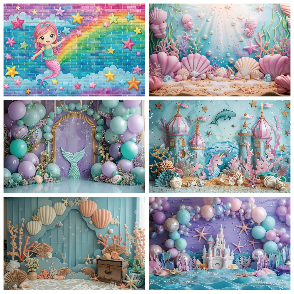 MOON.QG Newborn 1St Birthday Backdrop Rainbow Underwater Castles Mermaid Magic Background Studio Decoration Portrait Party Decor
MOON.QG Newborn 1St Birthday Backdrop Rainbow Underwater Castles Mermaid Magic Background Studio Decoration Portrait Party Decor