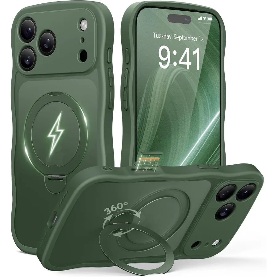 Translucent Matte Phone Case for iPhone 17 Pro with 360 Spin Magnetic Stand and Military-Grade Protection Green Cute Wave Edge
Translucent Matte Phone Case for iPhone 17 Pro with 360 Spin Magnetic Stand and Military-Grade Protection Green Cute Wave Edge