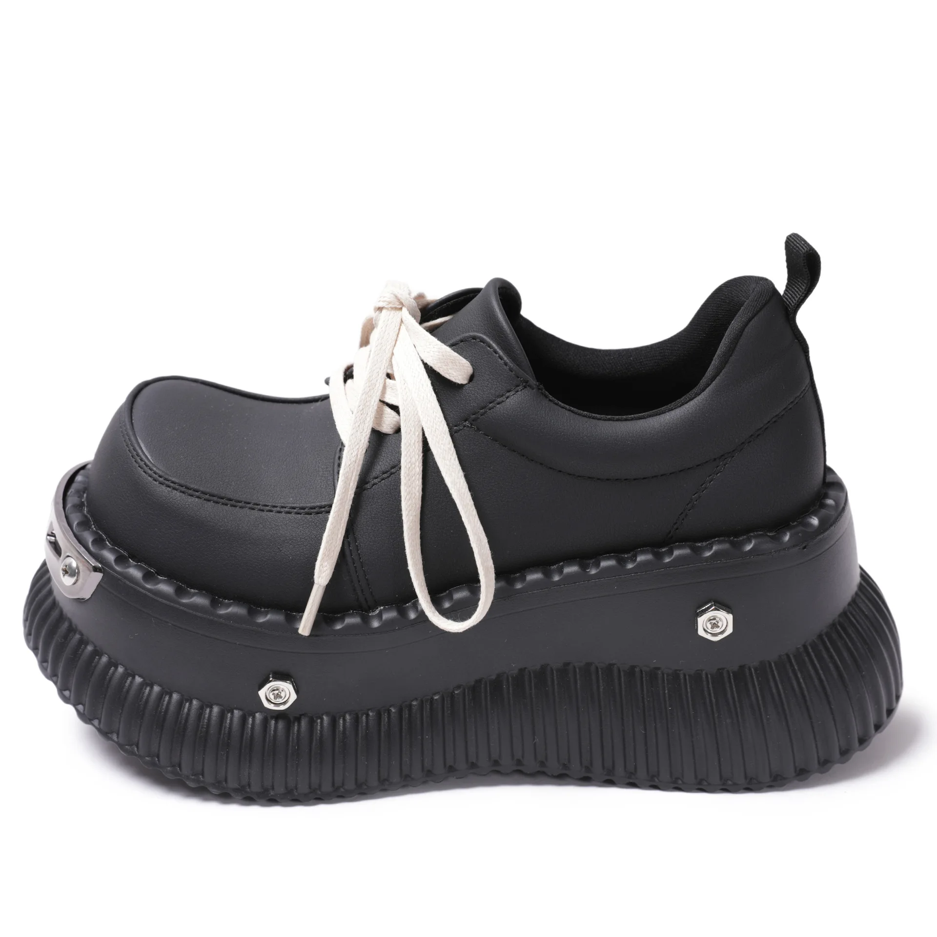 Новинка 2023 года: женские кожаные туфли на металлической платформе в стиле панк — нишевый дизайн Hot Girl Cookie, на шнуровке, на массивном носке, увеличивающий рост 
Новинка 2023 года: женские кожаные туфли на металлической платформе в стиле панк — нишевый дизайн Hot Girl Cookie, на шнуровке, на массивном носке, увеличивающий рост