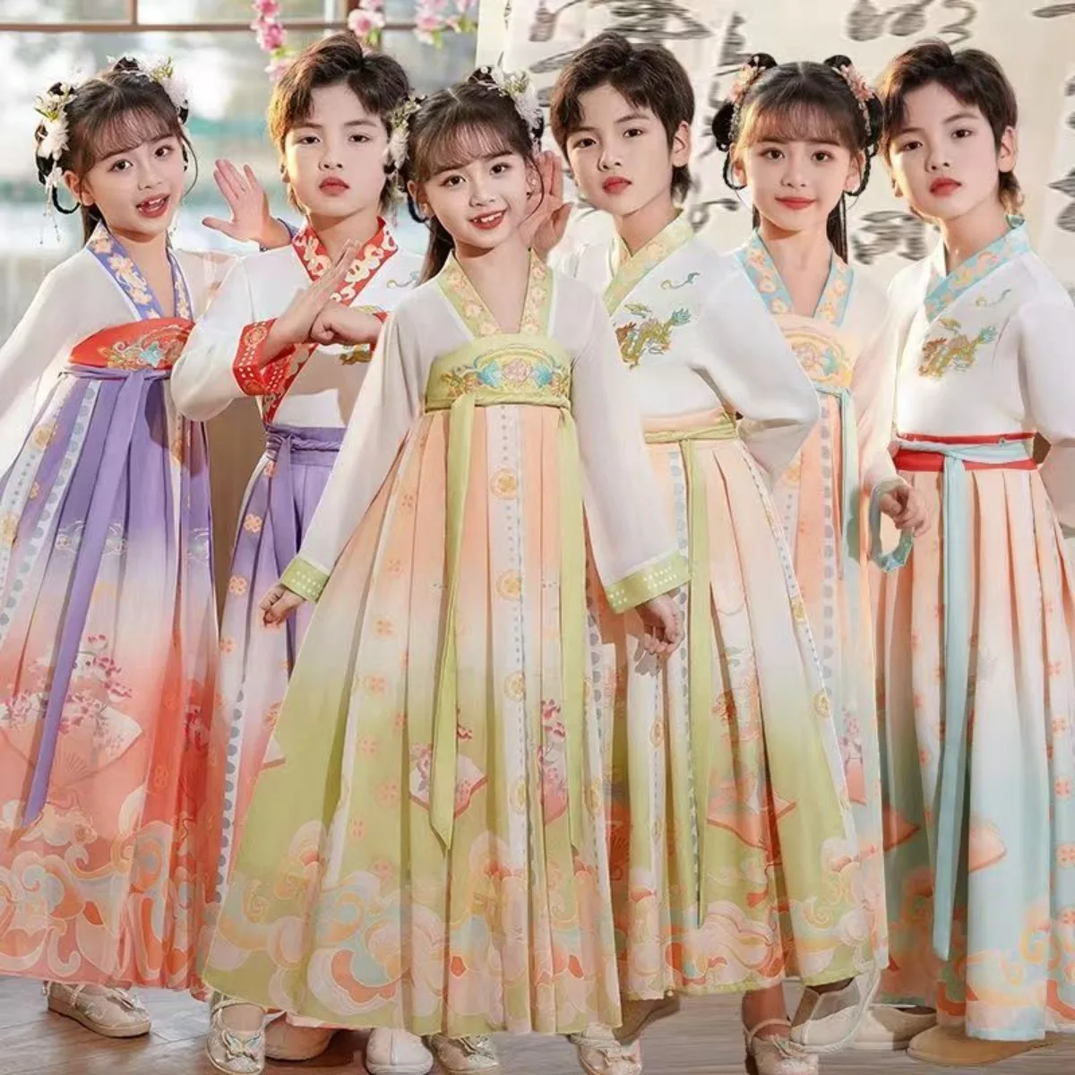 Kids Hanfu for Three Character Classic - Boys & Girls Ruqun Costume, Autumn Performance & Recital New Chinese Dress Kid
Kids Hanfu for Three Character Classic - Boys & Girls Ruqun Costume, Autumn Performance & Recital New Chinese Dress Kid