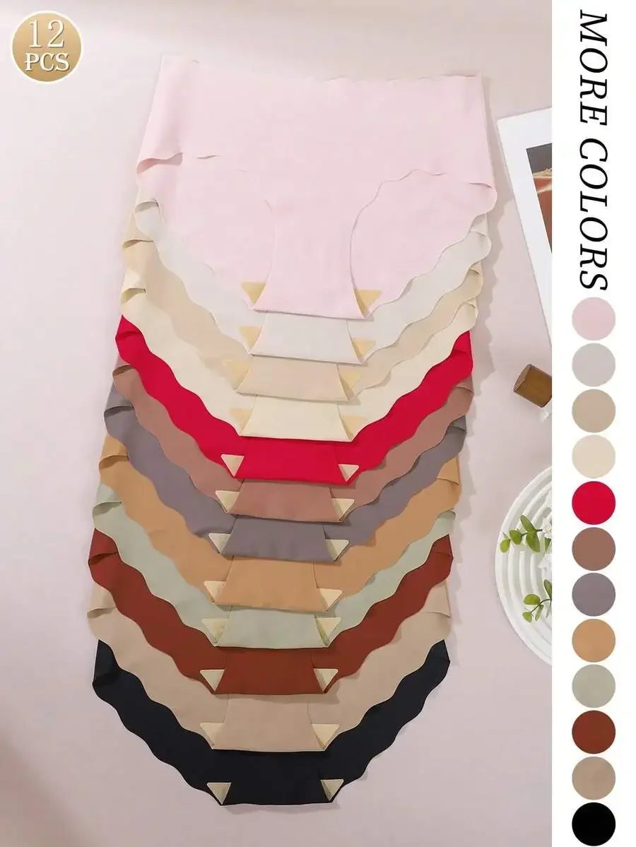 12pcs Minimalist Comfortable Silky Soft Breathable Solid Color Bikini Panties Wavy Hem
12pcs Minimalist Comfortable Silky Soft Breathable Solid Color Bikini Panties Wavy Hem