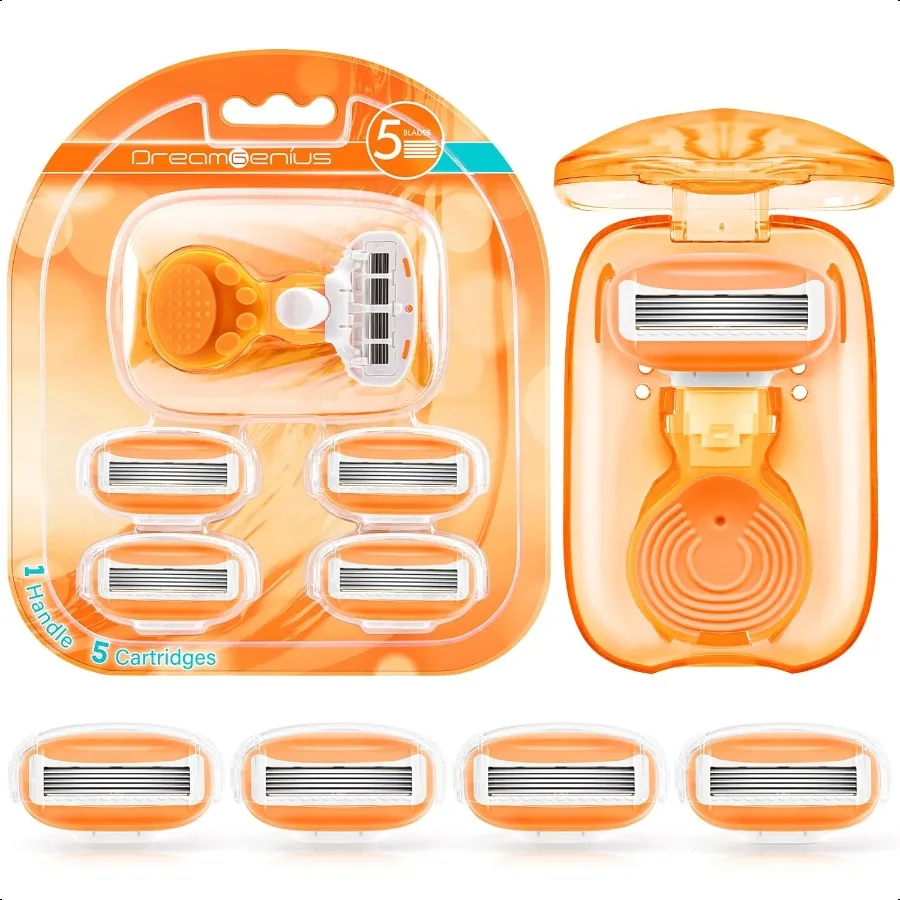 Travel Razors for Women Include 1 Handle and 5 Cartridges Extra Smooth 5Blade Travel Essentials Razor with Case for Shaving Ora
Travel Razors for Women Include 1 Handle and 5 Cartridges Extra Smooth 5Blade Travel Essentials Razor with Case for Shaving Ora