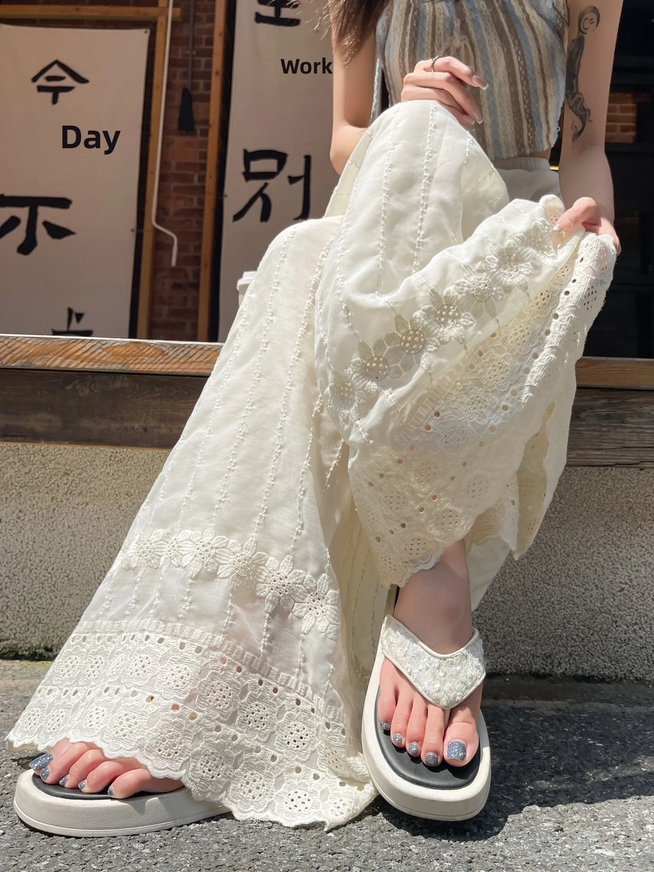 High Waist Lace Embroidery Hollow Wide Leg Pants Skirt Casual Straight Nine Point Slimming Drapey Summer Thin Multi Purpose
High Waist Lace Embroidery Hollow Wide Leg Pants Skirt Casual Straight Nine Point Slimming Drapey Summer Thin Multi Purpose