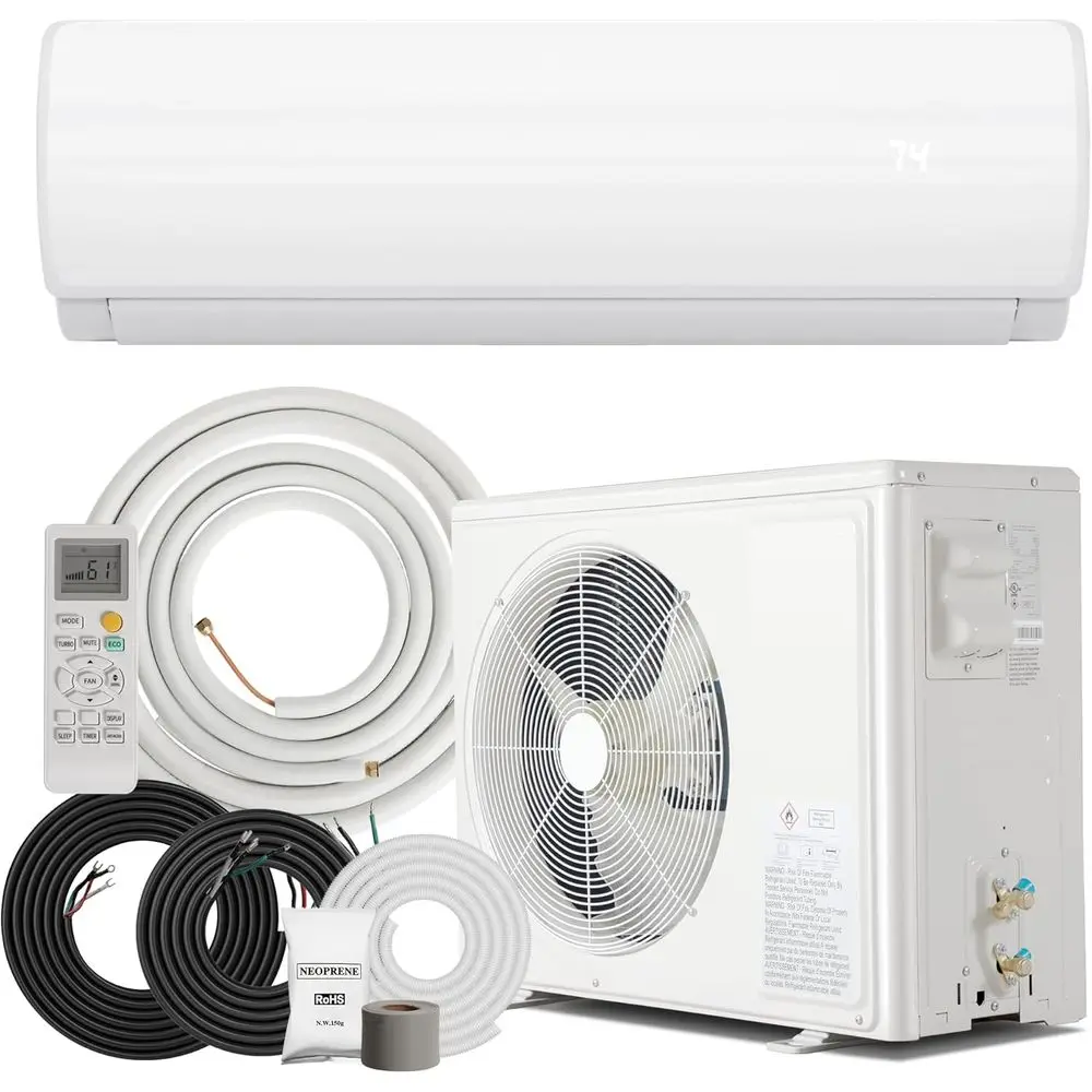 12000Mini Split Air Conditioner & Heater with Inverter, 19 SEER2 115V Energy Saving AC Unit Cools Rooms up to 750 Sq. t, Complet
12000Mini Split Air Conditioner & Heater with Inverter, 19 SEER2 115V Energy Saving AC Unit Cools Rooms up to 750 Sq. t, Complet