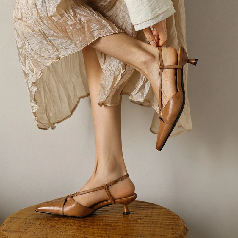 NEW Summer Women Sandals Genuine Leather Shoes for Women Pointed Toe Thin Heel Shoes Narrow Band Shoes High Heel Modern Sandals
NEW Summer Women Sandals Genuine Leather Shoes for Women Pointed Toe Thin Heel Shoes Narrow Band Shoes High Heel Modern Sandals