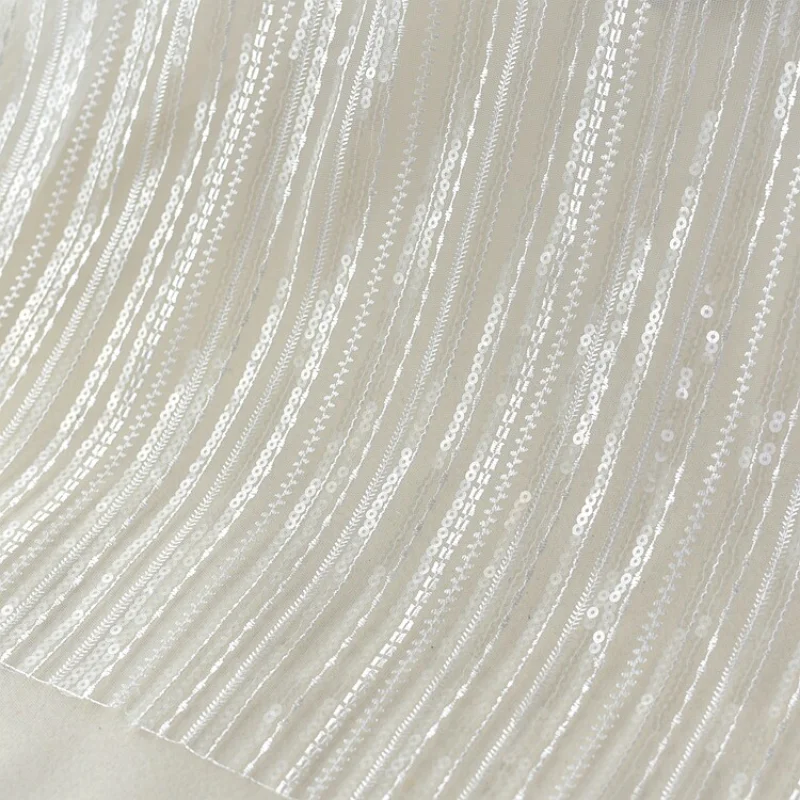 Vertical Sequin Embroidery Lace Mesh Fabric for DIY Sewing Wedding Dress Clothing Decoration Fashion Material Cloth
Vertical Sequin Embroidery Lace Mesh Fabric for DIY Sewing Wedding Dress Clothing Decoration Fashion Material Cloth
