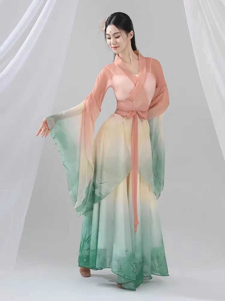 Chinese style Classical dance big-sleeved shirt clothes elegant fairy female body rhyme gradual changecolor performance
Chinese style Classical dance big-sleeved shirt clothes elegant fairy female body rhyme gradual changecolor performance