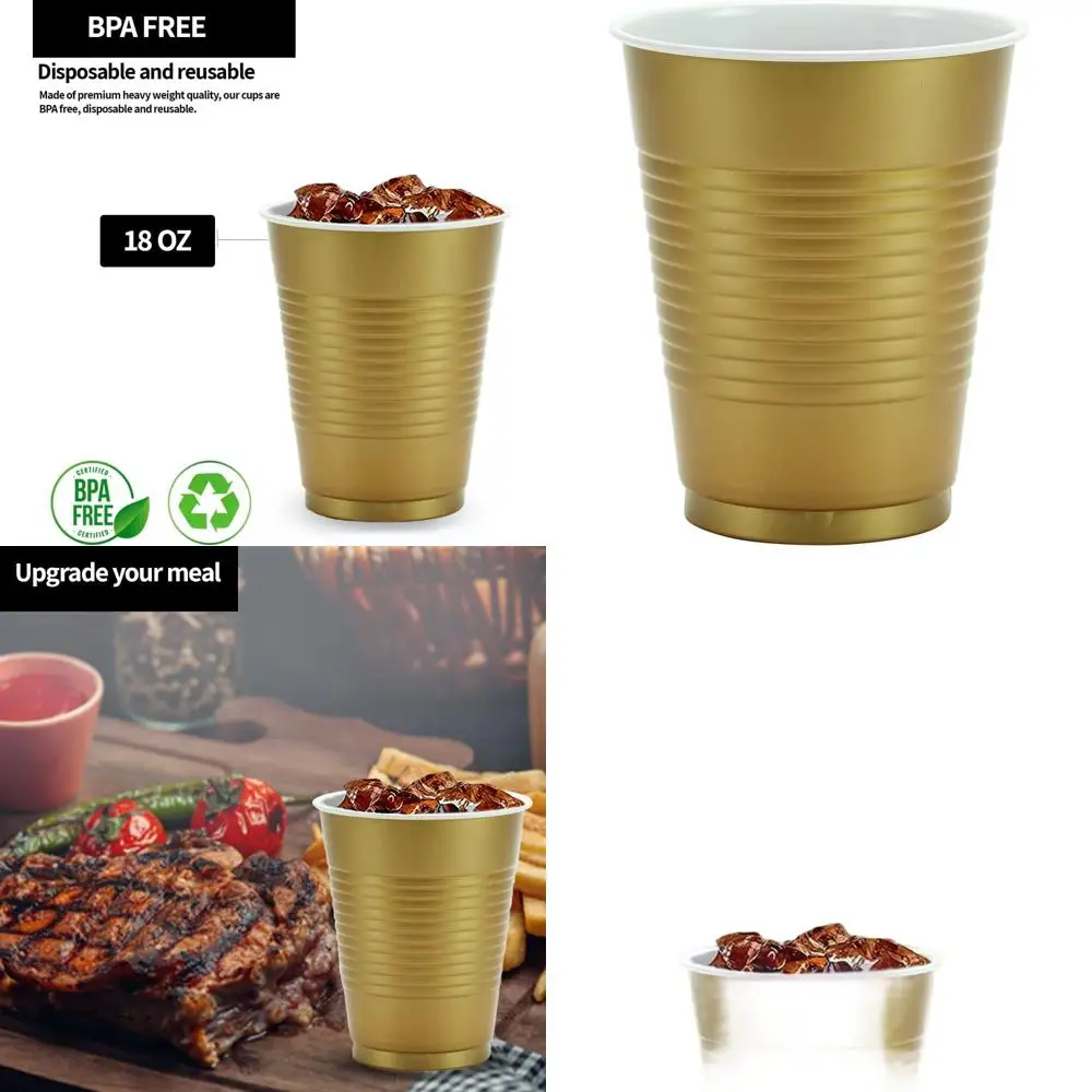 Gold 18-Ounce Disposable Plastic Cups by Hanna K Signature 600
Gold 18-Ounce Disposable Plastic Cups by Hanna K Signature 600