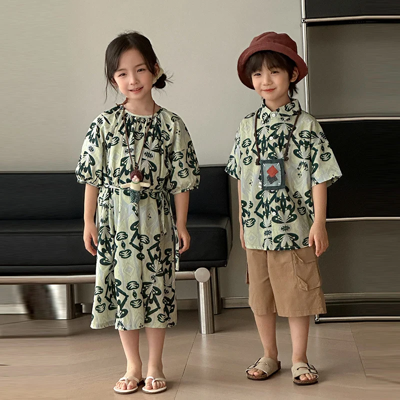 Brother And Sister Summer Cartoon Sets Boys Top And Shorts with Pockets 2 Pieces Short Sets Girls Dress Kids Beach Wear Age 1-9Y
Brother And Sister Summer Cartoon Sets Boys Top And Shorts with Pockets 2 Pieces Short Sets Girls Dress Kids Beach Wear Age 1-9Y