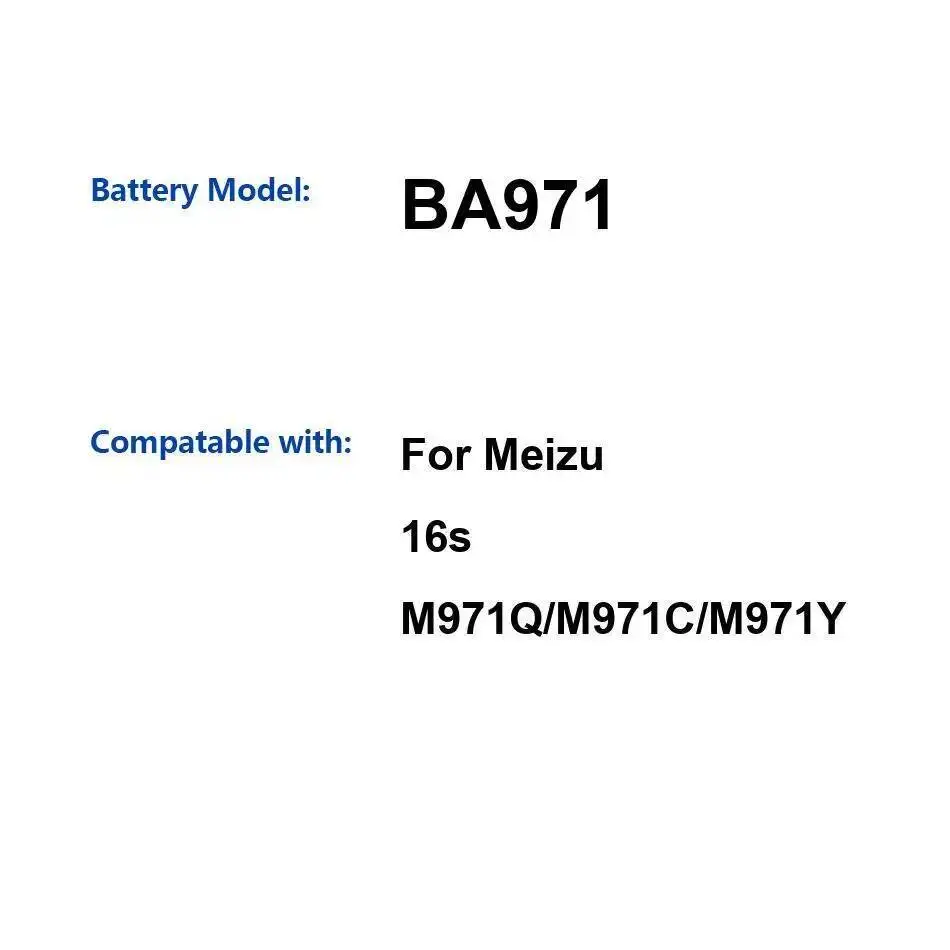 Долговечный стабильный аккумулятор для мобильного телефона Meizu 16S M971Q M971C M971Y BA971 3600 мАч
Долговечный стабильный аккумулятор для мобильного телефона Meizu 16S M971Q M971C M971Y BA971 3600 мАч