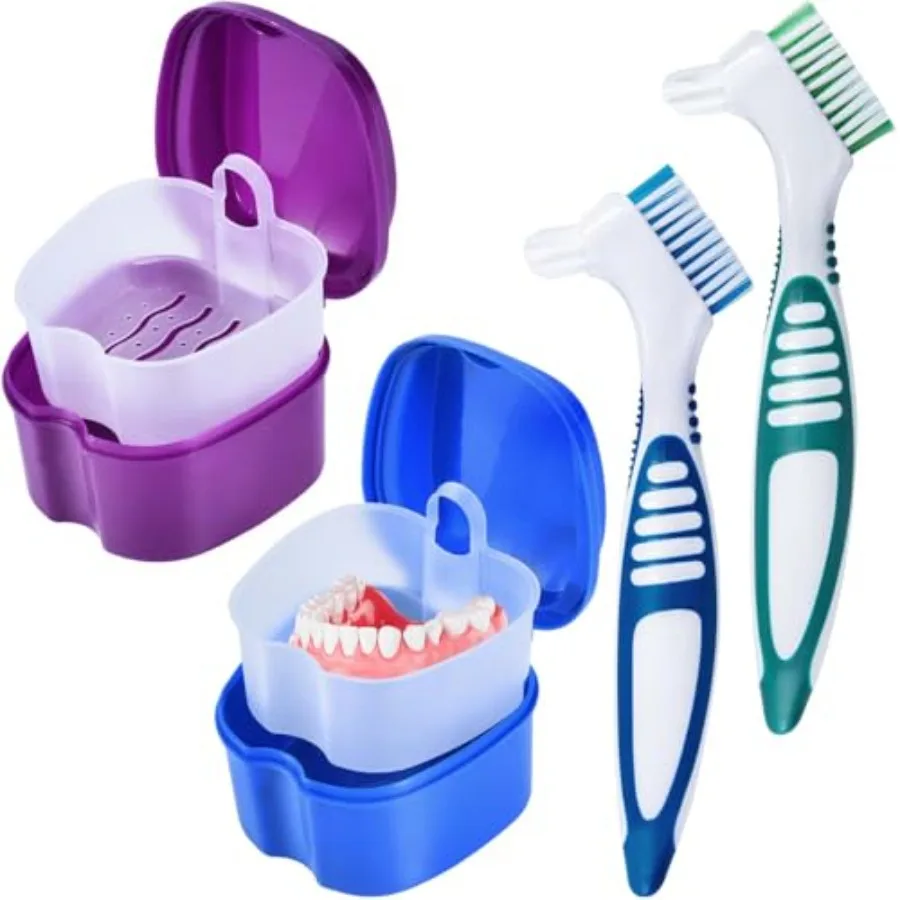 2 Pack Denture Bath Case Cup Box Holder Storage Container with Denture Cleaner Brush Strainer Basket for Travel Cleaning
2 Pack Denture Bath Case Cup Box Holder Storage Container with Denture Cleaner Brush Strainer Basket for Travel Cleaning