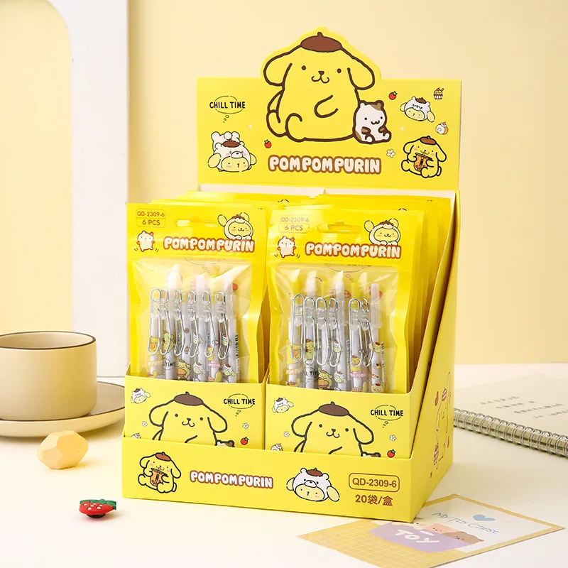 6Pcs/Set Sanrio Press Gel Pens Kawaii Cartoon Pompom Purin Black Water Signature pen Student Stationery Office Supplies Gifts
6Pcs/Set Sanrio Press Gel Pens Kawaii Cartoon Pompom Purin Black Water Signature pen Student Stationery Office Supplies Gifts