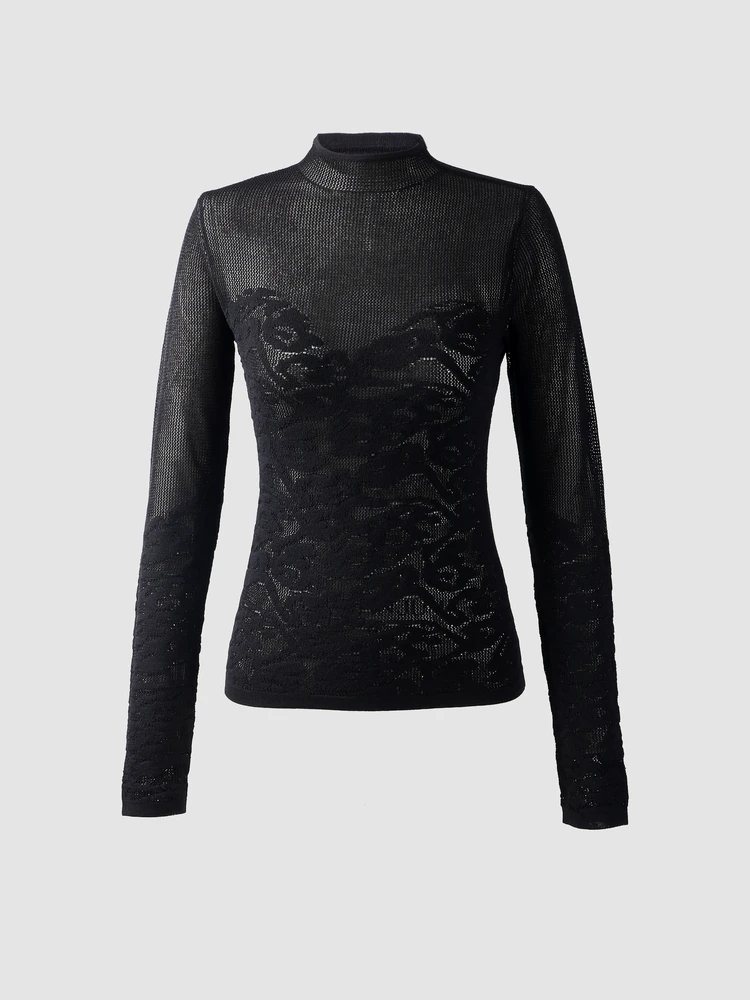 Ele Sexy Slim Fit Stand Collar Embroidered Base irt Women's Faionable Versatile Long Sve T-irt Autumn Season
Ele Sexy Slim Fit Stand Collar Embroidered Base irt Women's Faionable Versatile Long Sve T-irt Autumn Season
