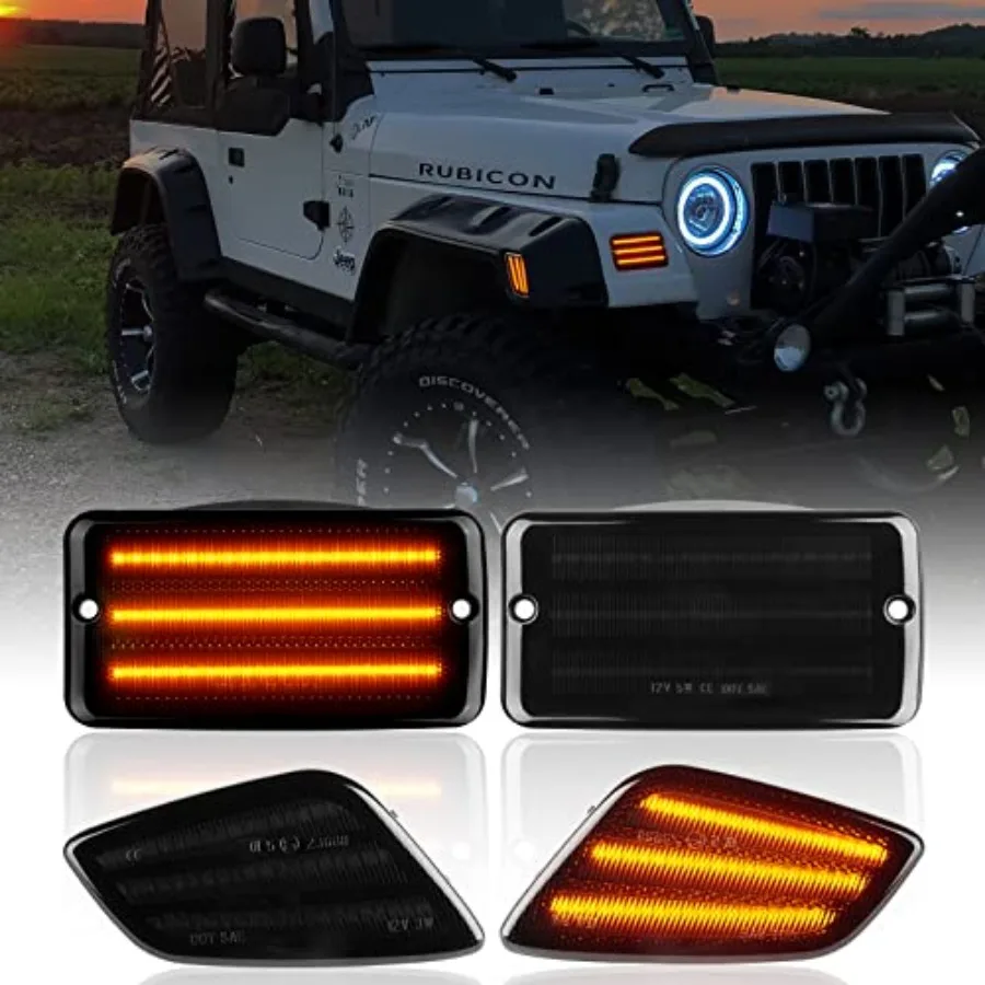 Led Fender Side Marker Lights Bumper Turn Signal Lamps Kits for 1997-2006 Wrangler TJ 55155629AC 55155628AC Smoked Len 4pcs
Led Fender Side Marker Lights Bumper Turn Signal Lamps Kits for 1997-2006 Wrangler TJ 55155629AC 55155628AC Smoked Len 4pcs