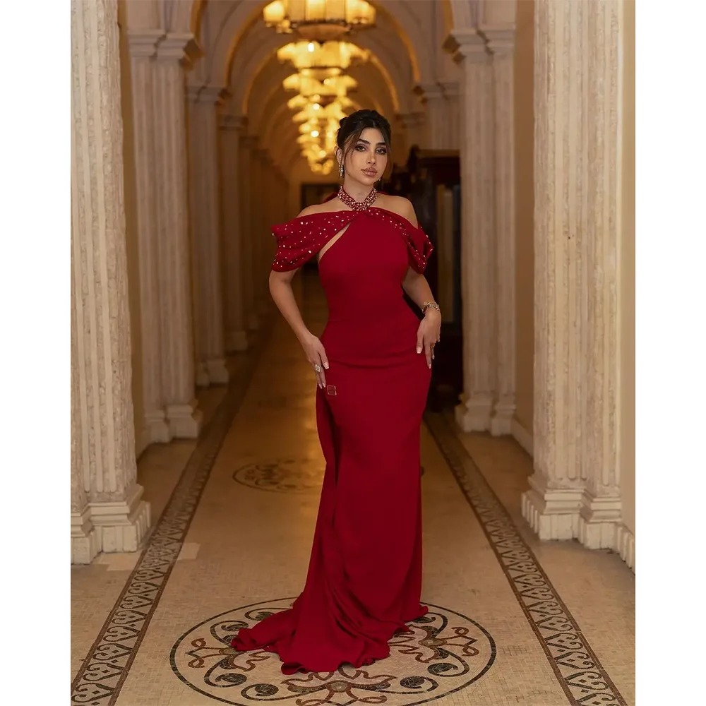 Customized Mermaid Evening Dresses Halter Neck Prom Dresses Pleated Floor-Length Length Party Dresses vestidos de novia
Customized Mermaid Evening Dresses Halter Neck Prom Dresses Pleated Floor-Length Length Party Dresses vestidos de novia