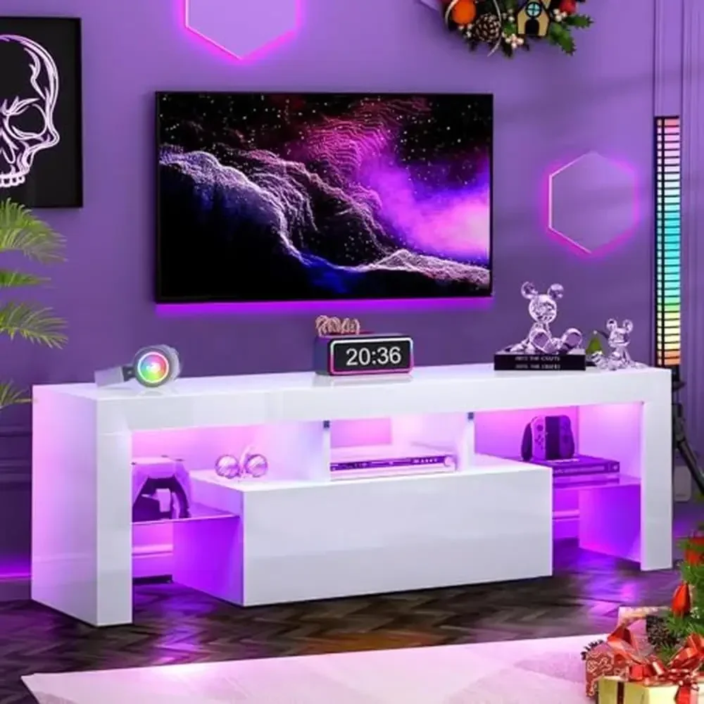 TV Stand LED Lights Storage Drawer Glass Shelf 55" Entertainment Console Table White High Gloss Modern Quality Easy Assembly
TV Stand LED Lights Storage Drawer Glass Shelf 55" Entertainment Console Table White High Gloss Modern Quality Easy Assembly